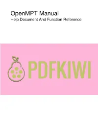 Openmpt Manual Help Document and Function Reference 1