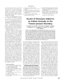 Ascent of Dinosaurs Linked to an Iridium Anomaly at the Triassic-Jurassic Boundary