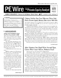 Calpers Settles San Jose Mercury News Suit, Posts Private Equity Return Data on Its Web Site Atlas Venture Cuts Fund VI for Seco