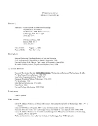 Curriculum Vitae Michael Joseph Piore