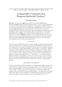 Is Glasersfeld's Constructivism a Dangerous Intellectual Tendency?