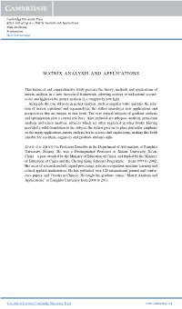Matrix Analysis and Applications Xian-Da Zhang Frontmatter More Information