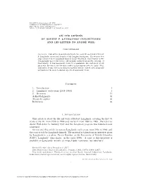 On the Genesis of Robert P. Langlands' Conjectures and His Letter to André