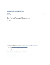 The Art of Contract Negotiation David B