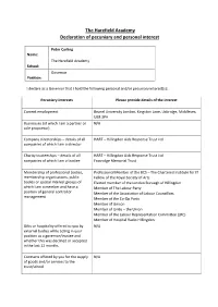 The Harefield Academy Declaration of Pecuniary and Personal Interest