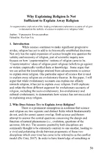 Why Explaining Religion Is Not Sufficient to Explain Away Religion