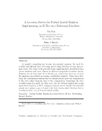 A Location Service for Partial Spatial Replicas Implementing an R-Tree in a Relational Database