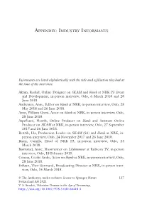 Appendix: Industry Informants