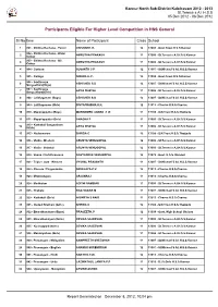 Participants Eligible for Higher Level Competition in HSS General