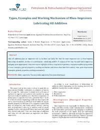 Types, Examples and Working Mechanism of Rheo-Improvers Lubricating Oil Additives