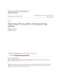 Improving Software Quality with Programming Patterns Tung Thanh Nguyen Iowa State University