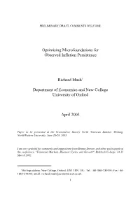 Optimising Microfoundations for Observed Inflation Persistence