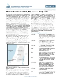 The Palestinians: Overview, 2021 Aid, and U.S. Policy Issues