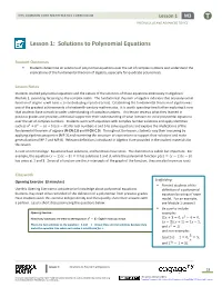 Lesson 1: Solutions to Polynomial Equations