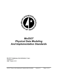 Mn/DOT Physical Data Modeling and Implementation Standards