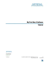 My First Nios II Software Tutorial