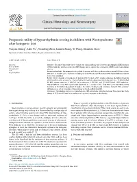 Prognostic Utility of Hypsarrhythmia Scoring in Children with West