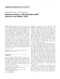 Sheltering Behaviour of Macrobrachium Nobilii (Henderson and Matthai, 1910)