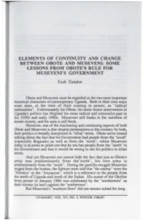 SOME LESSONS from OBOTE's RULE for MUSEVENI's GOVERNMENT Yash Tandon