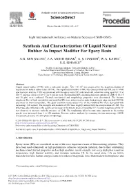 Synthesis and Characterization of Liquid Natural Rubber As Impact Modifier for Epoxy Resin