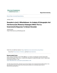 A Whistleblower: an Analysis of Ideographs and Anti-Democratic Rhetorical Strategies Within the U.S