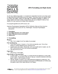 APA Formatting and Style Guide