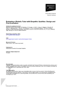 Endowing a Robotic Tutor with Empathic Qualities: Design and Pilot Evaluation