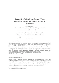 Interactive Public Peer Reviewtm: an Innovative Approach to Scientific Quality Assurance