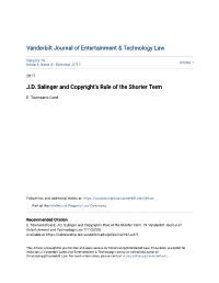 J.D. Salinger and Copyright's Rule of the Shorter Term