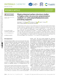 Physicochemical Surface-Structure Studies of Highly Active Zirconocene Polymerisation Cite This: Mater