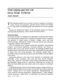 THE HIERARCHY of MALTESE TOWNS Andre Zammit