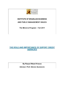 The Role and Importance of Export Credit Agencies