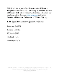 This Interview Is Part of the Southern Oral History Program Collection at the University of North Carolina at Chapel Hill