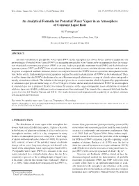 An Analytical Formula for Potential Water Vapor in an Atmosphere of Constant Lapse Rate
