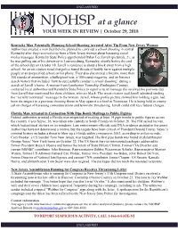 NJOHSP at a Glance YOUR WEEK in REVIEW | October 29, 2018
