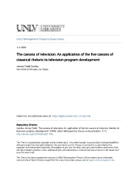 An Application of the Five Canons of Classical Rhetoric to Television Program Development