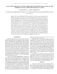 Annotated Checklist of Fossil Fishes from the Smoky Hill Chalk of the Niobrara Chalk (Upper Cretaceous) in Kansas