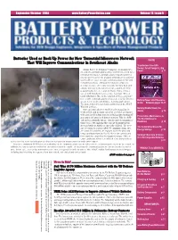 Batteries Used As Back-Up Power for New Terrestrial Microwave Network That Will Improve Communications in Southeast Alaska