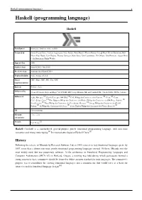 Haskell (Programming Language) 1 Haskell (Programming Language)