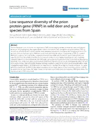 Low Sequence Diversity of the Prion Protein Gene (PRNP) in Wild Deer and Goat Species from Spain