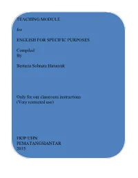 TEACHING MODULE for ENGLISH for SPECIFIC PURPOSES
