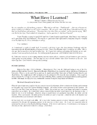 What Have I Learned? William E