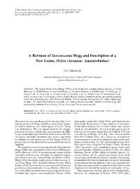 A Revision of Storenosoma Hogg and Description of a New Genus, Oztira (Araneae: Amaurobiidae)