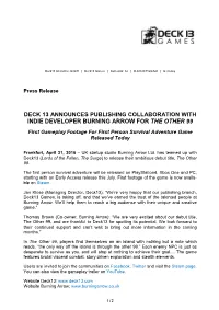 Deck 13 Announces Publishing Collaboration with Indie Developer Burning Arrow for the Other 99