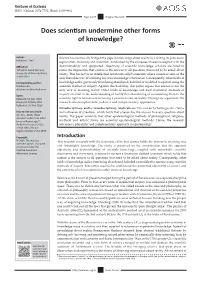 Does Scientism Undermine Other Forms of Knowledge?