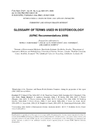 Glossary of Terms Used in Ecotoxicology