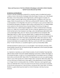 Status and Occurrence of the Hermit Warbler (Setophaga Occidentalis) in British Columbia