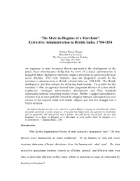 'The State in Disguise of a Merchant': Extractive Administration in British