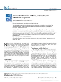 Abusive Head Trauma: Evidence, Obfuscation, and Informed Management