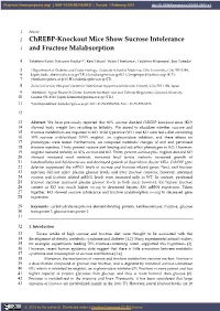 Chrebp-Knockout Mice Show Sucrose Intolerance and Fructose Malabsorption